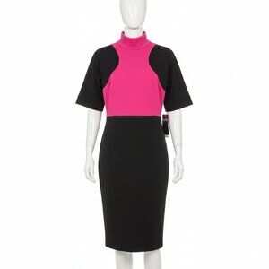 Impulse Office Siren Business Attire Mob Wife Black Pink Retro Dress Size 10
